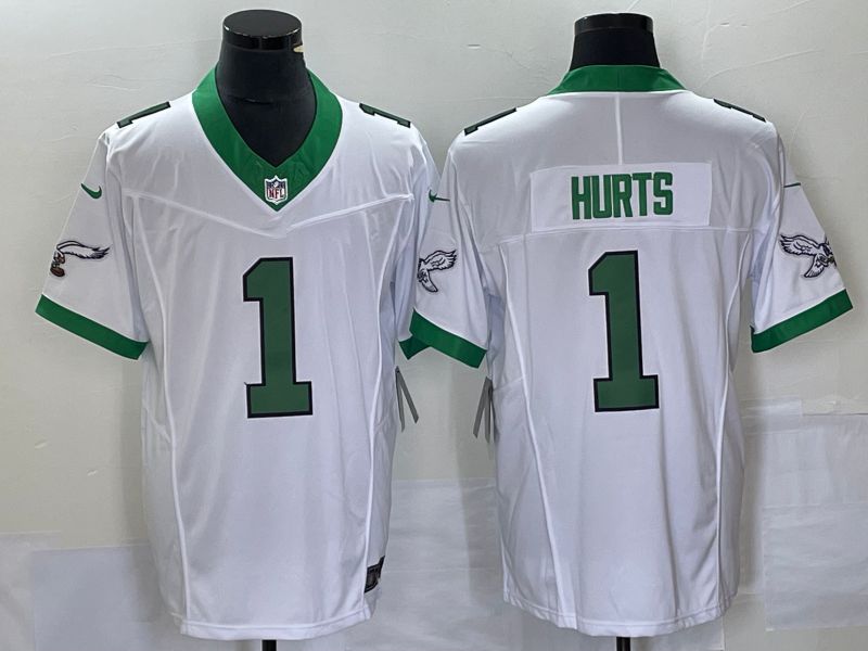 Men Philadelphia Eagles #1 Hurts White Nike Throwback Player Game NFL Jersey